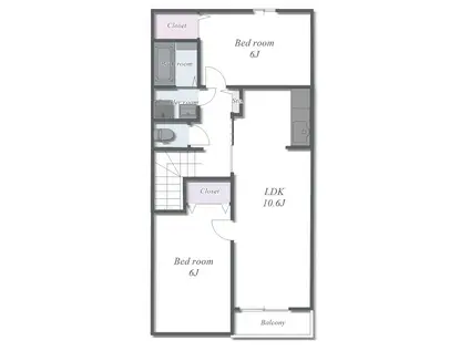 ヴァンベールI(2LDK/2階)の間取り写真