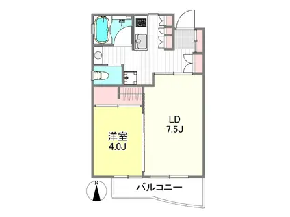 ベルドリーム(1LDK/2階)の間取り写真