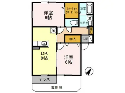 グランドメゾンA(2DK/1階)の間取り写真