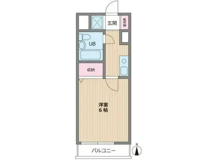 サニーハイツ(1K/2階)の間取り写真