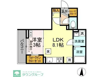 D PAINA 宿河原七丁目(1LDK/3階)の間取り写真