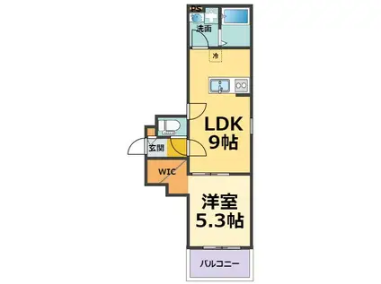 KEYビレッジ東鳴尾(1LDK/2階)の間取り写真