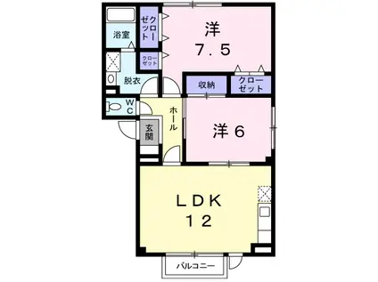 プロムナードメゾン(2LDK/2階)の間取り写真