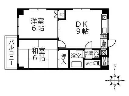 フォルテ(2DK/2階)の間取り写真