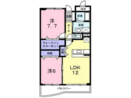 ラフィーネ松江(2LDK/1階)の間取り写真
