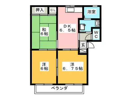 ピーチピットA(3DK/2階)の間取り写真