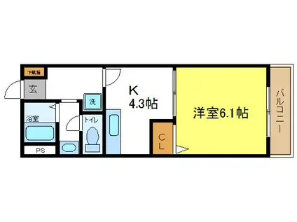 メゾンプルミエール(1K/1階)の間取り写真