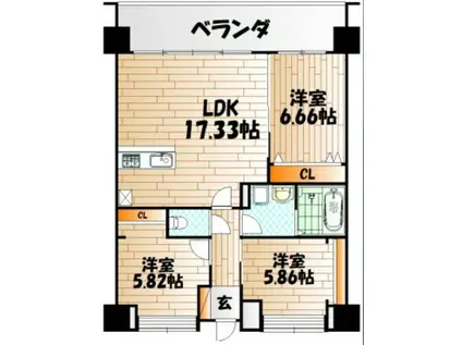 レジェンド高見(3LDK/10階)の間取り写真