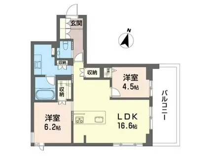 アロン・ド・赤堤(2LDK/4階)の間取り写真