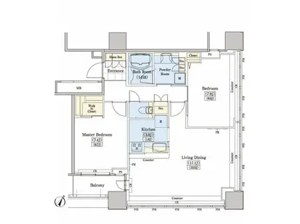 レジディアタワー上池袋(2LDK/6階)の間取り写真