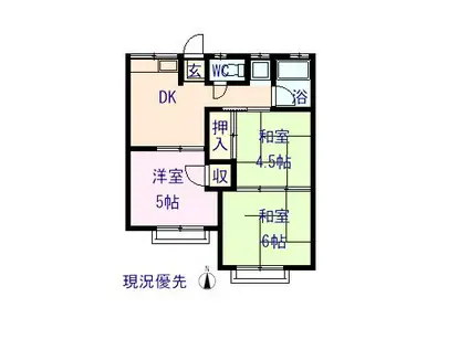 コーポ神島C(3K/2階)の間取り写真