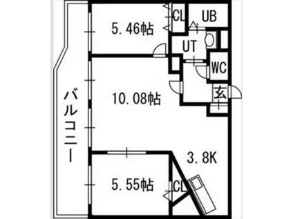 グランカーサ北3条(2LDK/2階)の間取り写真