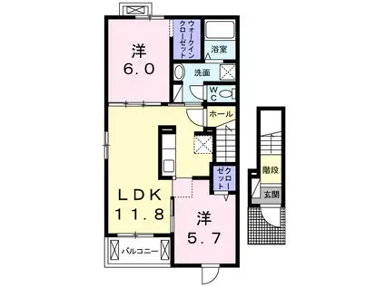 トレジャー(2LDK/2階)の間取り写真