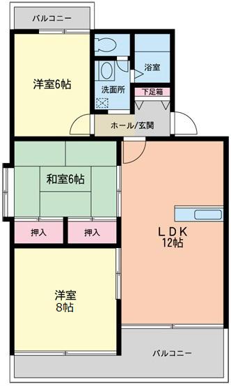 アムールKAMAEII(3LDK/2階)の間取り写真