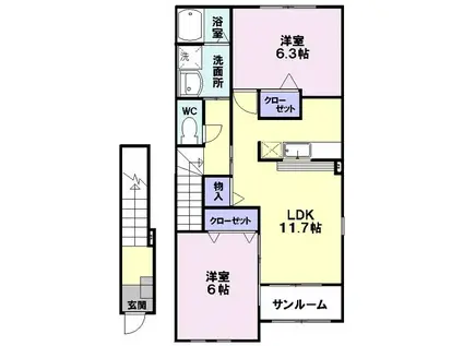 ベルアルモニーA(2LDK/2階)の間取り写真
