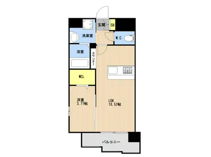 LIBTH美栄橋(1LDK/12階)の間取り写真