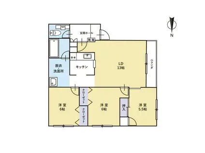 エクセルハイツ(3LDK/1階)の間取り写真