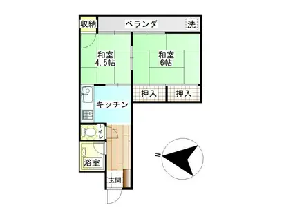 コーポ山岸(2K/2階)の間取り写真