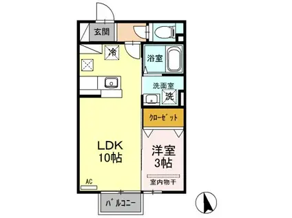 セジュール土合(1LDK/1階)の間取り写真
