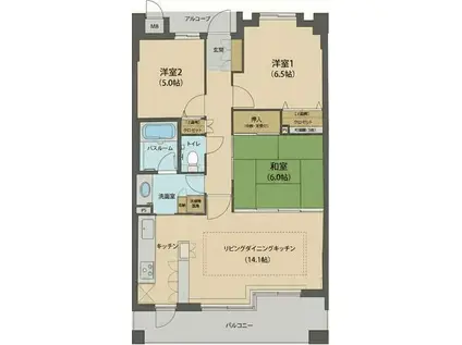 メープル甲南山手セレヴィ(3LDK/5階)の間取り写真