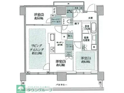 プラウドタワー目黒MARC(2LDK/29階)の間取り写真