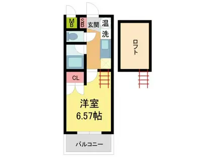 アルザ夙川(1K/4階)の間取り写真