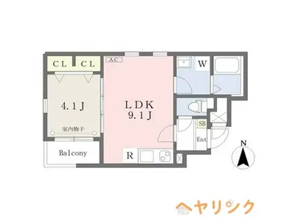 CHERIM黒川サウス(1LDK/3階)の間取り写真