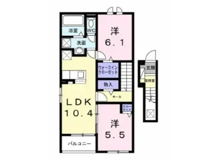 ファインブルク・K II(2LDK/2階)の間取り写真