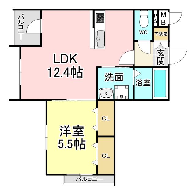 ラ・コルダ中井(1LDK/2階)の間取り写真
