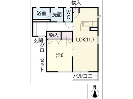 SAKURA一宮 A棟(1LDK/2階)の間取り写真