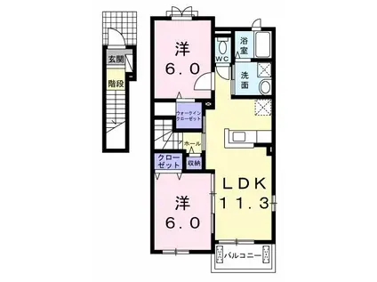 グリーンフォレスト(2LDK/2階)の間取り写真