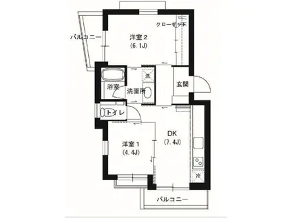ボンボヤージ2010(1LDK/3階)の間取り写真