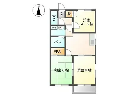 ブランドール木滝B(3DK/2階)の間取り写真