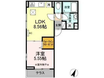 都営浅草線 押上駅 徒歩10分 3階建 築3年(1LDK/1階)の間取り写真