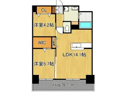 ウィングス熊手(2LDK/6階)の間取り写真