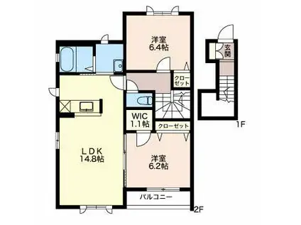 ガーデンシティ長倉G(2LDK/2階)の間取り写真