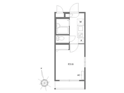 エタニティ(1K/1階)の間取り写真