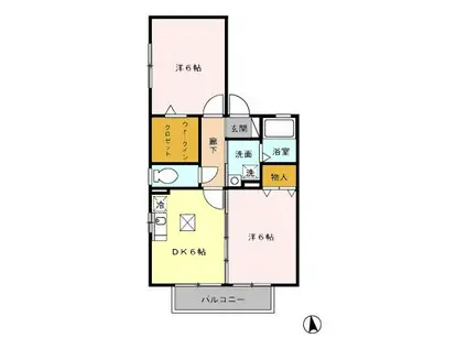 エイトメダリア(2DK/1階)の間取り写真