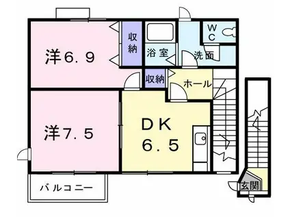 ピアフルージュ(2DK/2階)の間取り写真