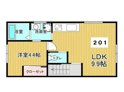 パティオ王ヶ崎(1LDK/2階)の間取り写真