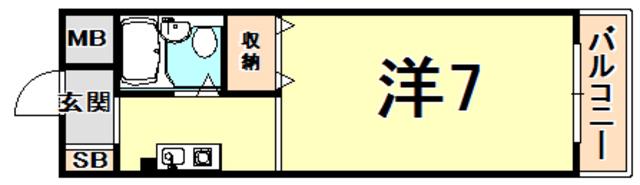 グランディール宝津(ワンルーム/3階)の間取り写真