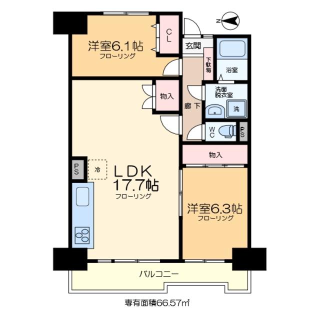 綾瀬プルミエ(2LDK/6階)の間取り写真