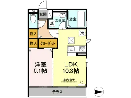 グリチネ(1LDK/1階)の間取り写真