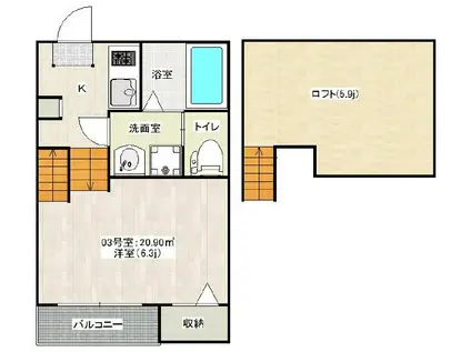 K1百道(1K/1階)の間取り写真