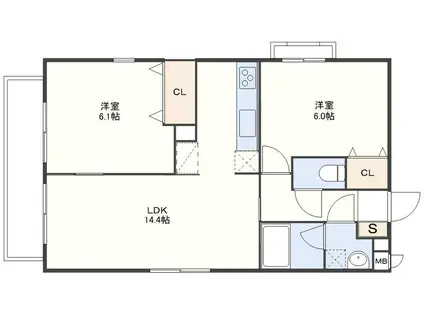 トライアンフマンション久原(2LDK/3階)の間取り写真