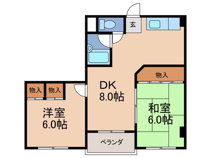 第一菊屋ビル(2DK/4階)の間取り写真