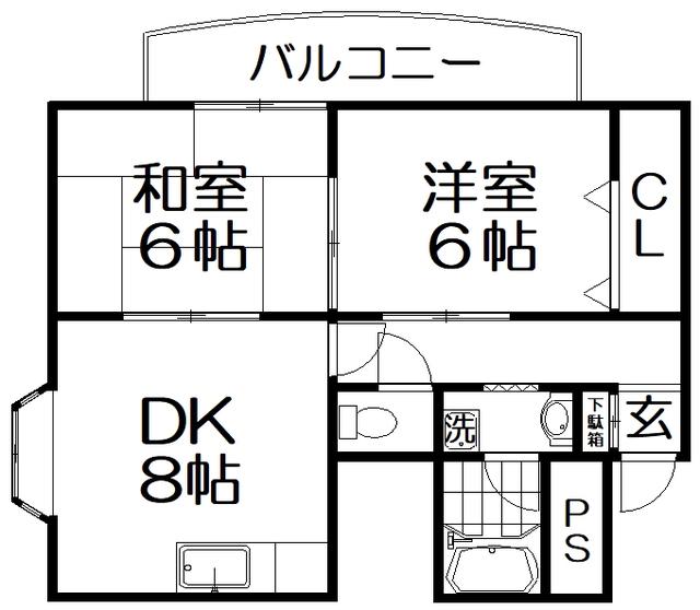富尾ビル(2DK/5階)の間取り写真