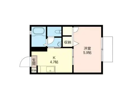 パラディーゾC館(1K/2階)の間取り写真