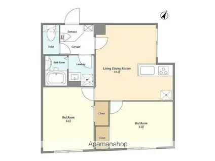 タスキSMART新大塚III(2LDK/4階)の間取り写真