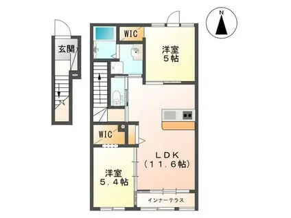 ヴァレッタII(2LDK/2階)の間取り写真